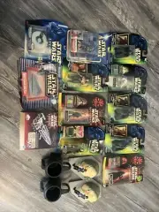 Lot Of 16 Vintage 1990s New/Used Figures Jar Jar Binks,Luke, Palpatine, Etc