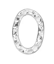 Component, Link, 12 Silver Plated Steel Double Sided Hammered 14x10mm Oval Links