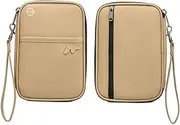 [Lyoveu] P-H1 Travel Family Passport Holder RFID Blocking Passport Waterproof Wallets for Men Women Travel Document Organizer, Lightweight Portable Passport Cover with Zipper Pocket (Khaki)
