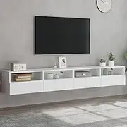 TV Stand with Storage, Wall Shelf Entertainment Center for Living Room, Bedroom – Modern Media Cabinet Set, White Televisor Shelves, Space Saver Furniture