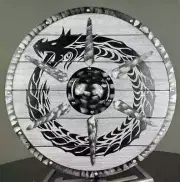 Dragon Shield Authentic Cosplay & Battle-worn Wooden Viking Shield Norse