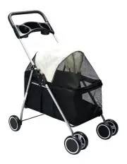 [PaWz] Large Pet Stroller 4 Wheels Pram in White
