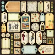 *RETIRED* Graphic45 TIMES NOUVEAU TAGS & ACCENTS 12x12 Double-Sided DIECUT SHEET