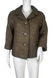 Talbots Jackie Fit Wool Blend Metallic Yarn 3/4 Sleeve Jacket Women’s size 8