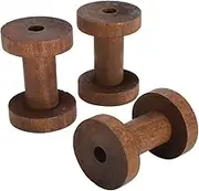 Wooden Spools, 3Pcs Dark Brown Bobbins Smooth and Comfortable Wood Thread Bobbins, Ideal for Crafting Sewing Scrapbooking