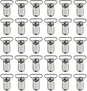 25Pcs 1" Pacifier Suspender Clips, Marrywindix Pacifier Clips for Making Pacifier Holders Bib Clips Toy Holder Silver