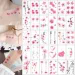 30 件裝花朵假櫻花紋身貼紙胸部 TATY 防水臨時紋身新娘櫻花女性紋身身體化妝