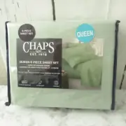 Chaps Sheets Queen Size Green Wrinkle Resistant Ultra Soft 6 Piece Set