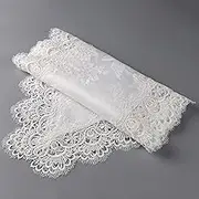 Hsvanyr Lace Table Runner Dresser Scarf Macrame Embroidered Table Runners with Exquisite Flower Vintage Shabby Chic for Wedding Holiday Dinning ,15inch by 86inch,Floral Edge, Dust Proof