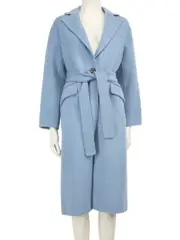 Blue Wool Oversized Coat