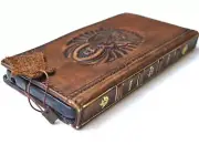 Genuine Leather Case For Iphone 15 14 13 12 11 Pro Max Wallet Book Buddha Bible