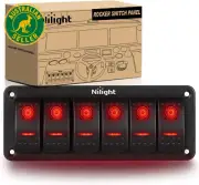 6 Gang Rocker Switch Panel 12V Toggle Dash 5 Pin On/Off Pre-Wired Rocker Switch