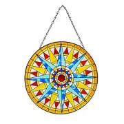 Sun Stained Glass Window Hanging, Stained Glass Panels with Chain, I-sun