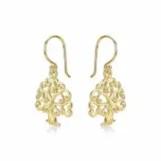 18K Yellow Gold Plated Tree of Life Earrings 925 Sterling Silver