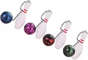 [Healeved] 4Pcs Mini Bowling Keychain Pendants Sports Themed Key Rings and Unique Sports Match Souvenirs Creative present for Bowling Enthusiasts