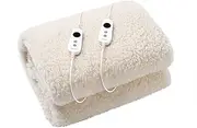 Dreamaker Australian Wool Fleece Electric Blanket 400GSM Blend Quilted Top Fully Fitted Elastic Skirt 9-Heat Setting Temperature Control 10-Hour Auto-Off-Timer Removable Controller (Queen Bed)