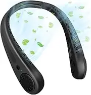 HFglobal Neck Fan Hands Free Bladeless Personal Fan, USB Powered 3-Speed Neck Fan for Outdoor Indoor (Black-03)