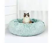 Pawz Pet Bed Cat Dog Donut Nest Calming Mat Soft Plush Kennel Teal XXL