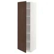 METOD high cabinet with shelves, white/Sinarp brown, 60x60x200 cm
