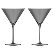 2pc Tempa Verity Drinking Crystal Stemware Martini Glass Home/Barware Set Smoke