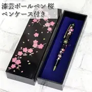 Ballpoint Pen w/Case Sakura Cherry Blossoms Lacquerware Lacquer Made in Japan
