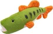 December Pets Bass Fish Plush Dog Chew Toy Squeaker Tuff Toys for Large Small Do