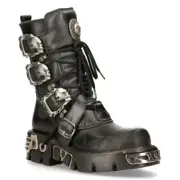 New Rock 391-S1 Unisex Black Boots Metallic Reactor Goth Punk Rock Biker Boots