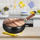 Wok Pan Hand Hammered Multifunction Flat Bottom for Hotel Restaurant Camping