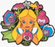 Disney Alice In Wonderland Neon Alice & Flower Friends Enamel Pin New