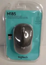 Logitech M185 Wireless Mouse NEW Swift Gray Plug and Play USB Optical 910-002255