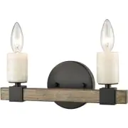 ELK Lighting 15467/2 Stone Manor Bathroom Vanity Light Matte Black with Aspen