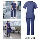 Women Scrub Set Nurse Uniform Set Stretchy with Pockets Scrubs Top and Pants