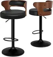 [ALFORDSON] 2X Bar Stool Adjustable Kitchen Counter Barstools Swivel Wooden Dining Chair Home Bar Dining Room Furniture in 61-82cm Seat Height with Anti-Slip Floor Protector (Ramiro Black)