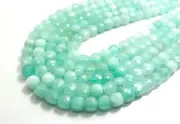 Natural Green Amazonite Square Cube Faceted Size 7mm Gemstone Beads - PGS262