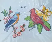 Blue Bird And Cardinal, water slide decals vintage