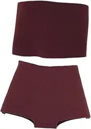Perfeclan 1/6 Scale Female Clothes,Clothing, Stylish 1:6 Scale Tube Top and Shorts, Dark Red