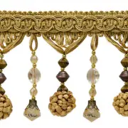 Preshea Decorative Beaded Fringe Trim, Gold
