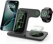 3 in 1 Wireless Charger Charging Station Foldable 15W Fast Charge Stand for iPhone 16 15 14 13 12 11 Pro Max XS XR 8 Plus,AirPods Pro2/4/3/2,Apple Watch Series 10/Ultra 2/9/8/7/6/SE/5/4/3/2,Black
