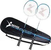 2 Player Badminton Racket Set Aluminum Indoor Sports Practice Badminton Racquet with Cover Bag Blue One Size