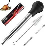 JY COOKMENT Stainless Steel Turkey Baster Baster Syringe for Cooking Meat Injector Set with 2 Marinade Needles 1 Cleaning Brush for Home Baking Kitchen Tool