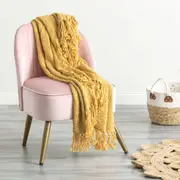 Renee Taylor Crystal 130x170cm Acrylic Throw Sofa/Bed/Couch Soft Blanket Gold