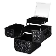 Byootique Makeup Train Case 2-Tier Trays Portable Cosmetic Cases Mermaid Black