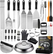 Grilljoy 46PC Griddle Accessories Set with Robust Plastic Handle, Black