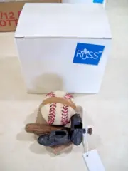 Russ Berrie Baseball Yesterdays Ballgame Baseball Mitt Desk Acessory Card Holder
