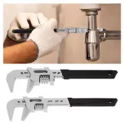 Adjustable Wrench 10inch Wide Jaw Spanner Tool for Plumbing Household Repairs ☯
