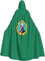 Washington Flag Print Hooded Grace Cloak For Women Men Halloween Cosplay Carnival Parties Themed Events, Black