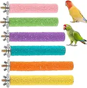 6 Pcs Parrot Stand Toy Platform Paw Grinding Stick, Bird Cage Perch Toy, 3 Kinds of Length Random Colors, Colorful Pet Bird Cage Perches Stand Platform Chew Toy for Parrot Bites(Random Colors)