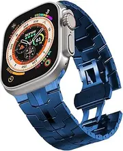 [MGTCAR] Stainless Steel Band for Apple Watch Ultra 2 Band 49mm 45mm 44mm 42mm, Metal Strap with Folding Clasp for Apple Watch Series 9 8 7 6 5 4 3 2 1 Ultra/Ultra 2 Men