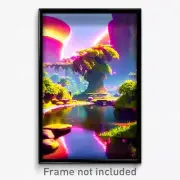 Pixel Art Poster - Giant Oasis (8 Bit Psychedelic Trippy Weird Video Game Print)