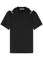 Christopher Kane Black Chain-embellished Cotton T-shirt - XS XS